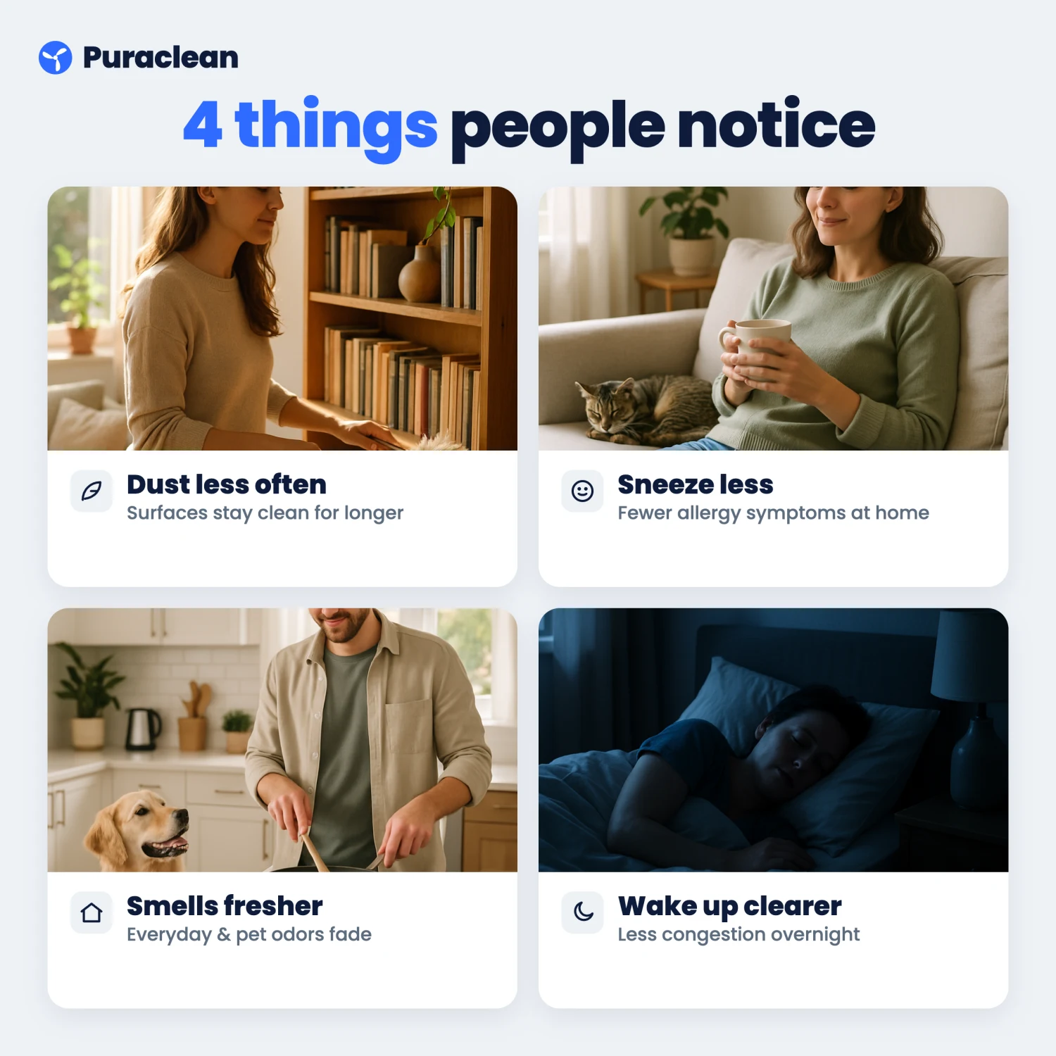 4 things people notice — dust less, sneeze less, smells fresher, wake up clearer